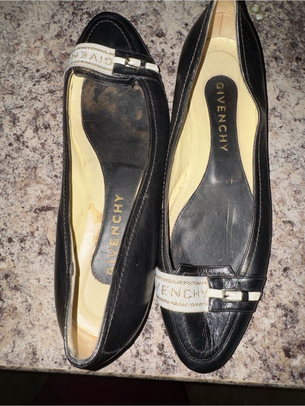 Givenchy Black Leather Women's Loafers with Branded Ribbon Trim